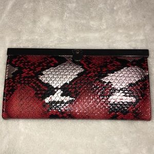 Red fake snake skin wallet